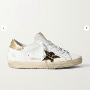 Golden Goose Superstar Distressed Leopard-Print Sneakers - Size IT41